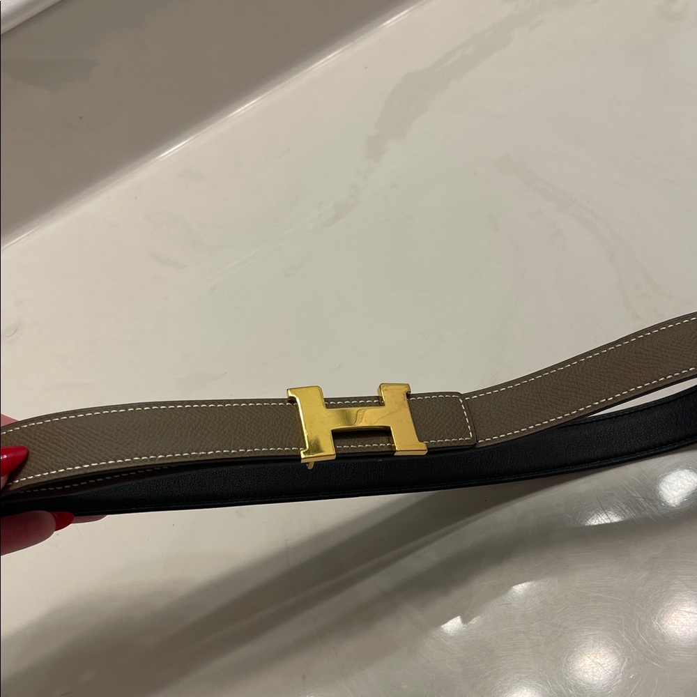 Hermes Brown Leather H Belt with Gold H Buckle - Picture 6 of 6